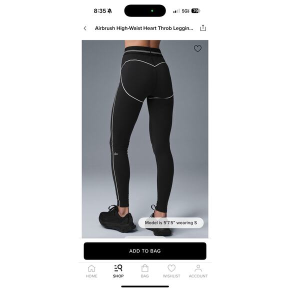 NWT Alo Airbrush High-Waist Heart Throb Legging Full Length Size M Black/White - Picture 3 of 7